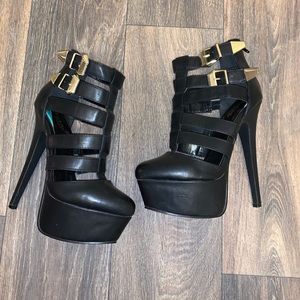 Cutout Faux Leather Platform Stiletto